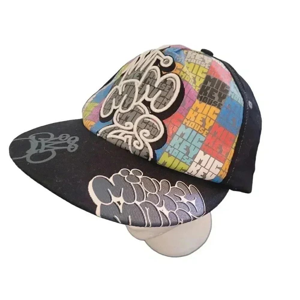 Disney Parks Authentic Mickey Mouse Graffiti Embroidered Adult Fitted Hat
